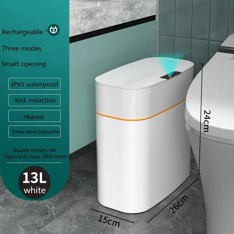 White Smart Trash Can for Living Room Kitchen