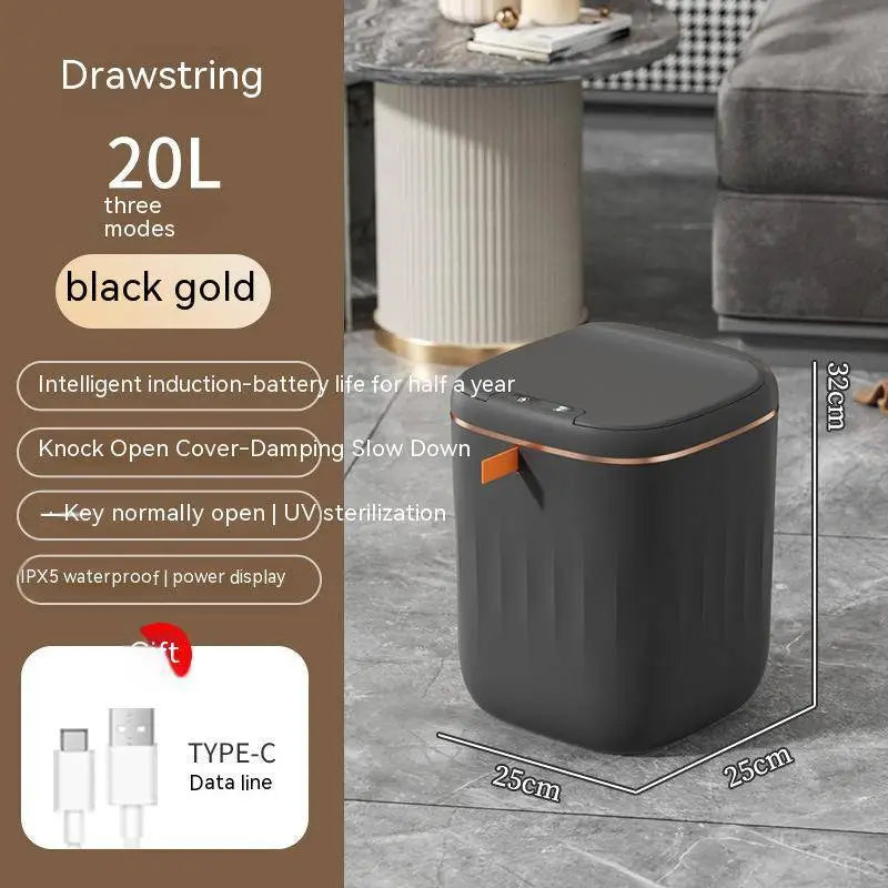 White Smart Trash Can for Living Room Kitchen