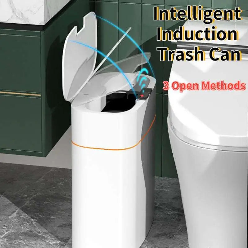 White Smart Trash Can for Living Room Kitchen