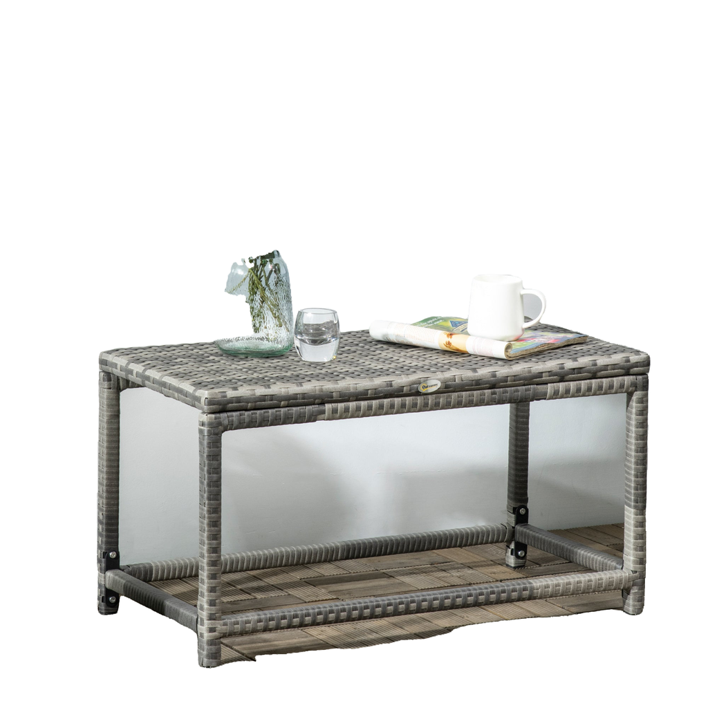 Mixed Grey Rattan End Table with Woven Top