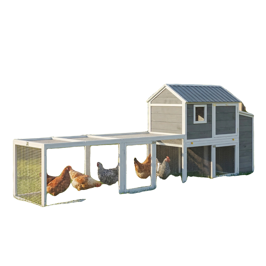134" Large Wooden Chicken Coop with Run & Nesting Box