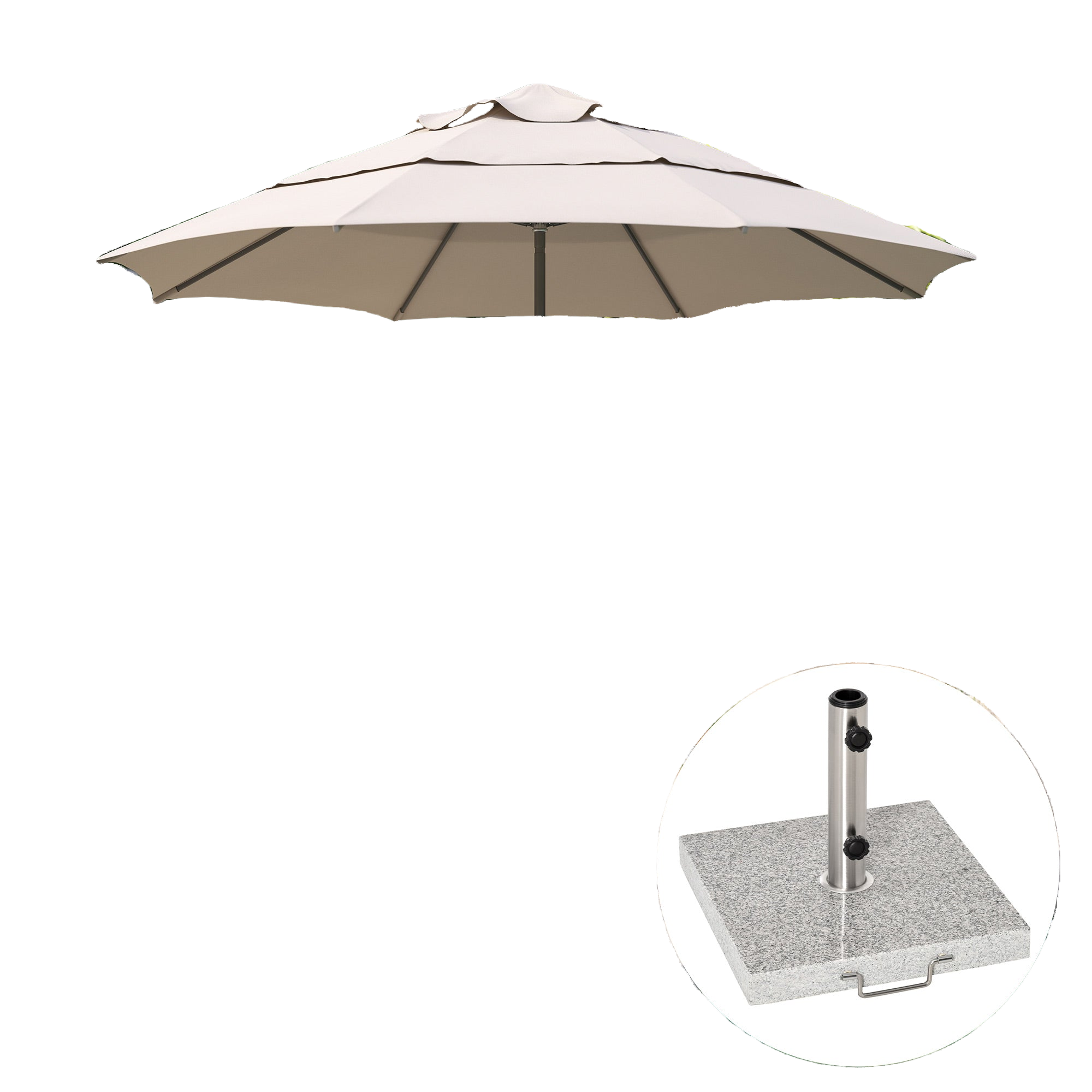 55 lb Grey Marble Square Umbrella Base with Wheels