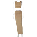 Women Tank Tops Long Skirt Solid Color Two Piece Set
