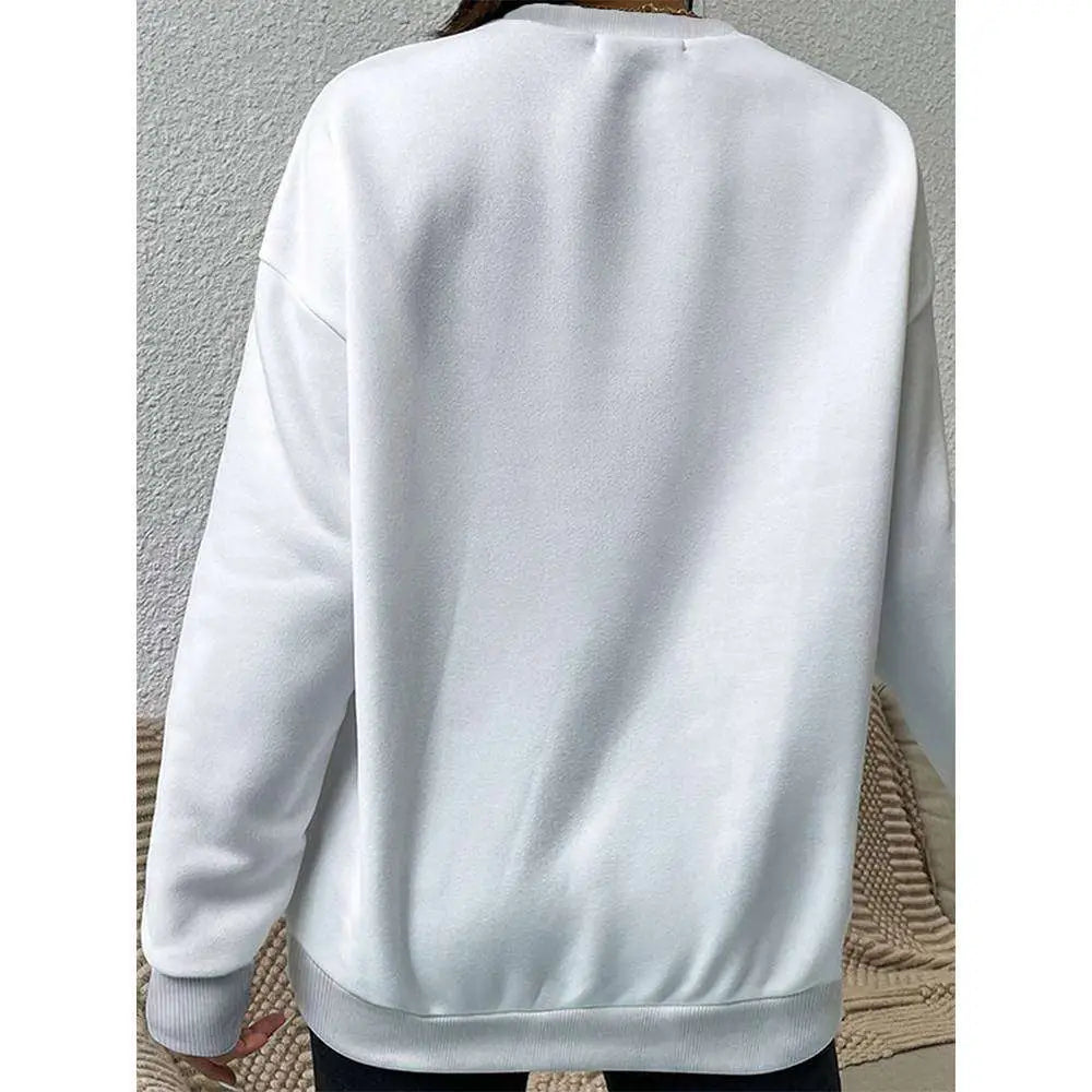 Women's Blue Lips Graphic Crew Neck Long Sleeve Sweatshirt