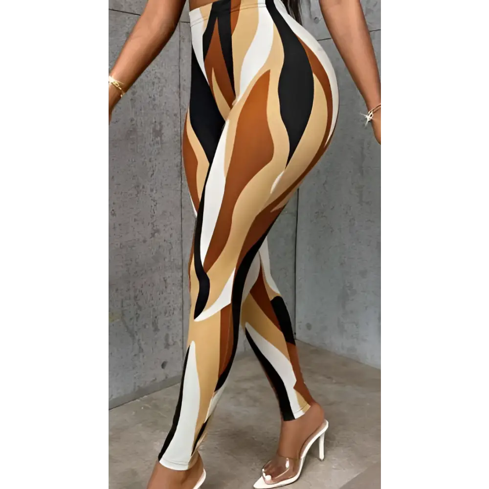 Women’s Colourblock Printed Slim Fit Leggings