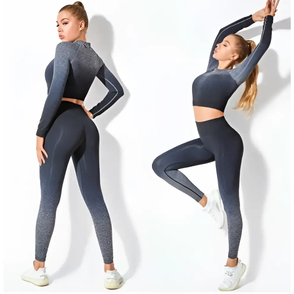 Women’s Seamless Gradient Long Sleeve Yoga Set