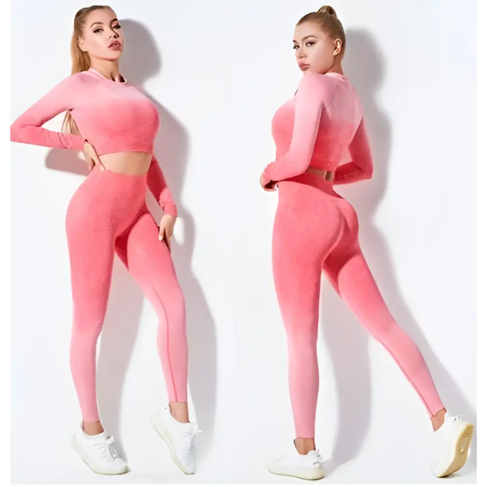 Women’s Seamless Gradient Long Sleeve Yoga Set