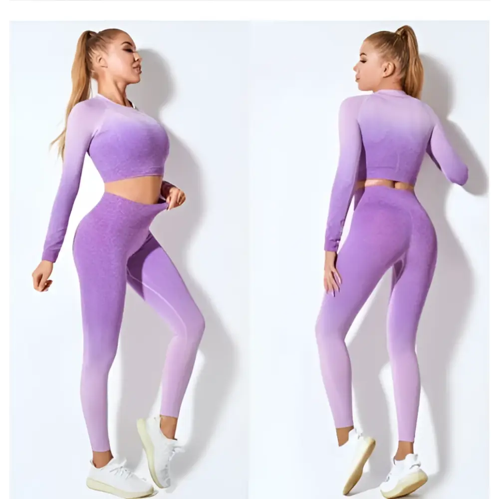 Women’s Seamless Gradient Long Sleeve Yoga Set