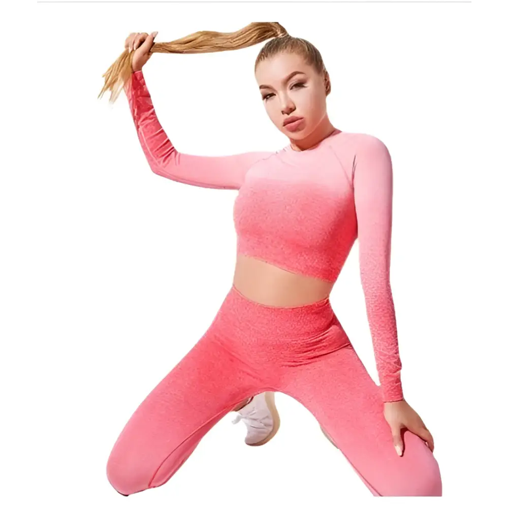 Women’s Seamless Gradient Long Sleeve Yoga Set