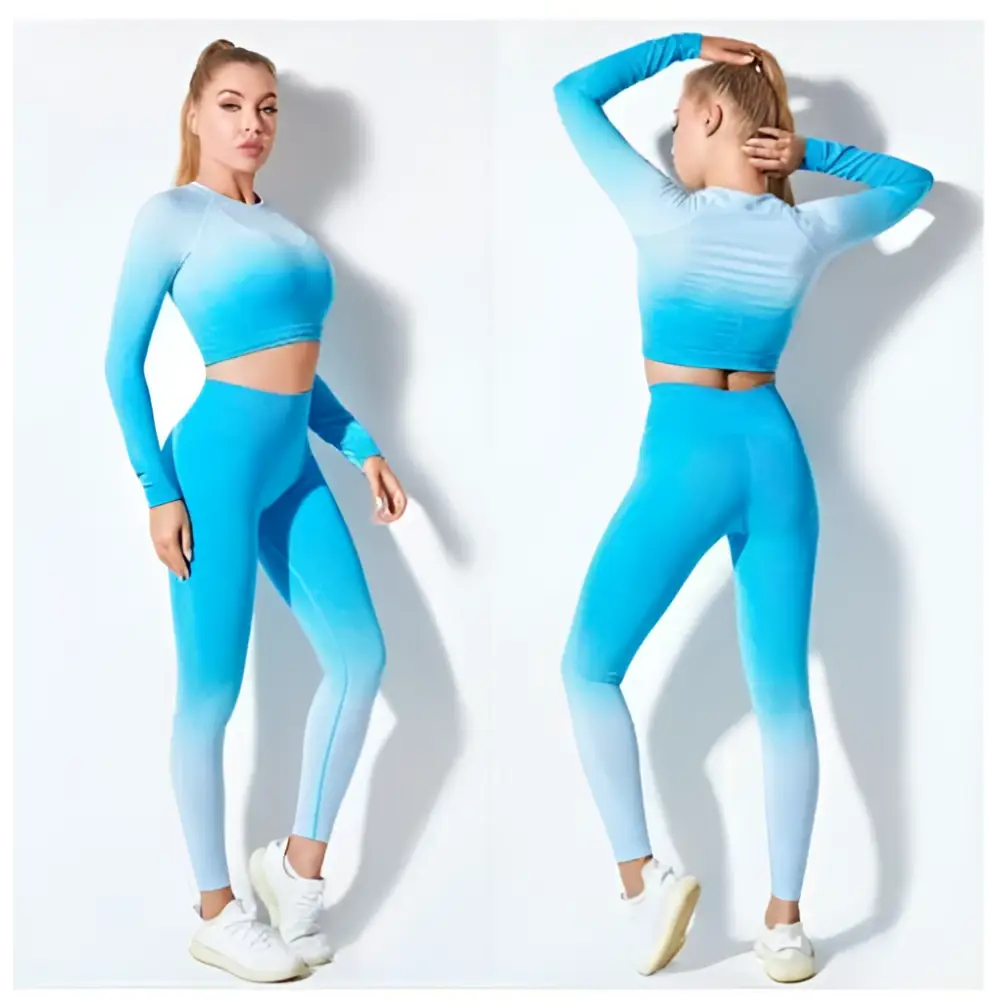 Women’s Seamless Gradient Long Sleeve Yoga Set