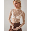Women’s See-Through Lace Floral Mesh Top
