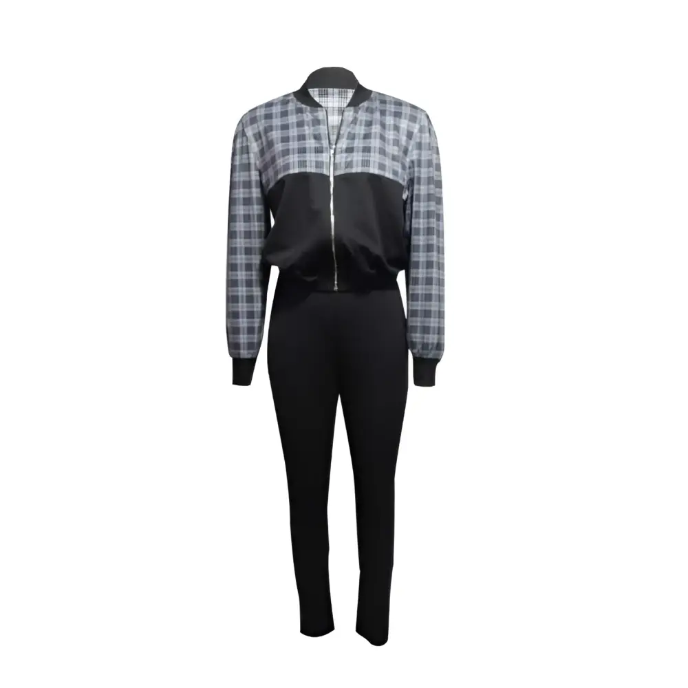 Women’s Sleeveless Casual 2-Piece Plaid Set