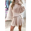 Women’s Solid Colour Ribbed Knit Casual Suit