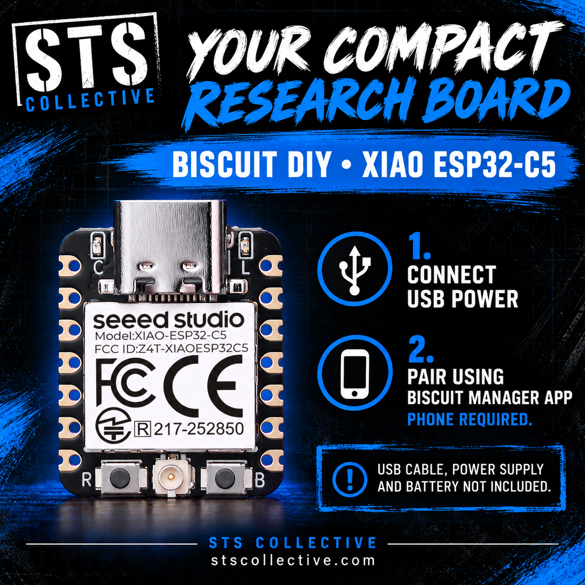 Biscuit DIY XIAO ESP32-C5 | Unsoldered Headers | Firmware Preinstalled