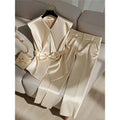 Youthful Fashionable Champagne Satin Top and Trousers